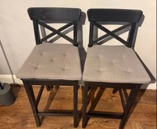 2 x Ikea Stools with comfy backrest and soft pad