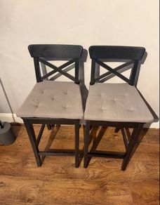 2 x Ikea Stools with comfy backrest and soft pad