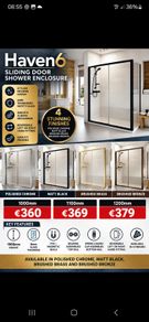 Haven6 sliding shower doors 4 finishes see below for pricing