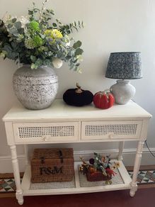 Rattan shabby chic console table