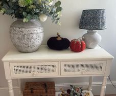 Rattan shabby chic console table
