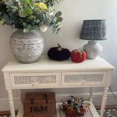 Rattan shabby chic console table