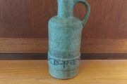 Stunning and Rare Vintage Mid Century West Germany Pottery Lidded and Single-Handled Decanter Bottle in Olive Green with Fish and Cross Symbols by Streuler, Pre 1960's