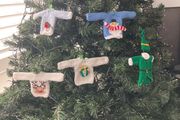 Handknit mini jumpers Xmas tree decorations