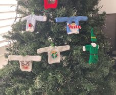 Handknit mini jumpers Xmas tree decorations