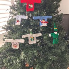 Handknit mini jumpers Xmas tree decorations