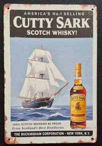 Cutty sark, scotch whisky, vintage style metal sign .