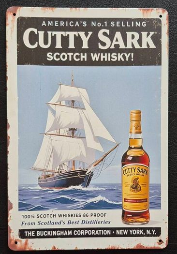 Cutty sark, scotch whisky, vintage style metal sign .