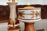 Vintage Set Jersey Pottery Planter Vase and Posy Vase Hand Painted 1970s