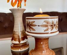 Vintage Set Jersey Pottery Planter Vase and Posy Vase Hand Painted 1970s
