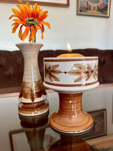Vintage Set Jersey Pottery Planter Vase and Posy Vase Hand Painted 1970s