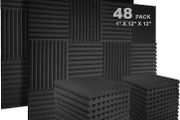 FREE SHIPPING 48 Pack Charcoal Acoustic Panels Studio Foam Wedges Fireproof Soundproof Padding Wall Panels 2.5 X 30 X 30cm/1" X 12" X 12"