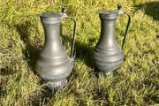 Vintage Pewter Claret Jugs Pair