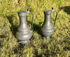 Vintage Pewter Claret Jugs Pair