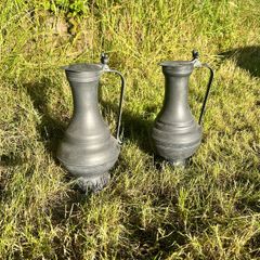 Vintage Pewter Claret Jugs Pair