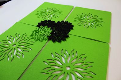 Placemats and Coaster Aster Flower Circle Felt Table Mats Set of 2 Laser Cut