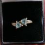 Vintage Solid 14k Gold Aquamarines And Diamonds Ring Size O - 3,35g Image 2