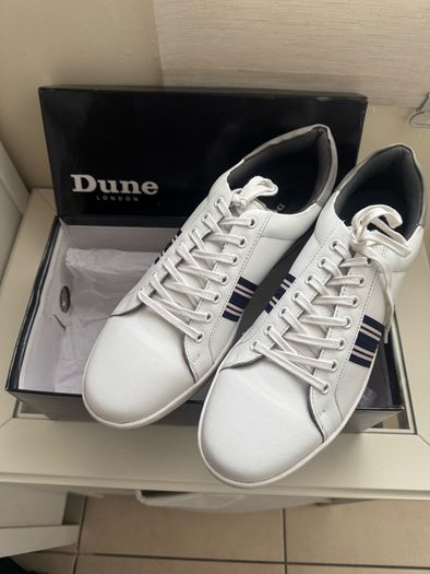 Dune white leather trainers