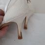 ivory satin lace heels Image 5