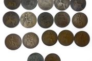 Victorian &amp; George V One Penny Coin Collection - 17 Coins