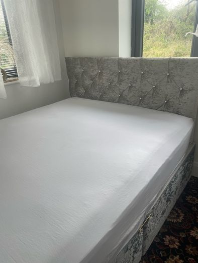 Grey velvet Double bed frame