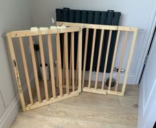 2 x Natural Wooden Stair gates & fixings