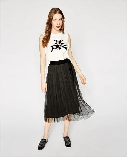 The Kooples Dotted Tulle Midi Skirt