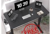 NEW SALE | Height Adjustable Electric Standing Desk - 100x60 cm Stand Up Table Desk Thick Splice Board, Smart Control Panel 3 Memory Heights, Anti-Collision System, Sit Stand Desk for Home Office