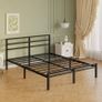 Bed 135 x 190 cm with Headboard and Footboard, 30 cm High, Metal Slatted Base, Iron Double Bed Frame, Additional Space Below, Easy Assembly, Modern, Black Image 5