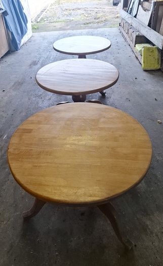 Selection of wooden coffee tables / chairs