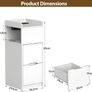 Narrow Bedside Table set of 2 with Sensor LED Light, Slim Side Table with Charging Station, Small Bedside Cabinet with 1 open Compartment and 2 Drawers for Living Room Bedroom, White(2 pcs) Image 3
