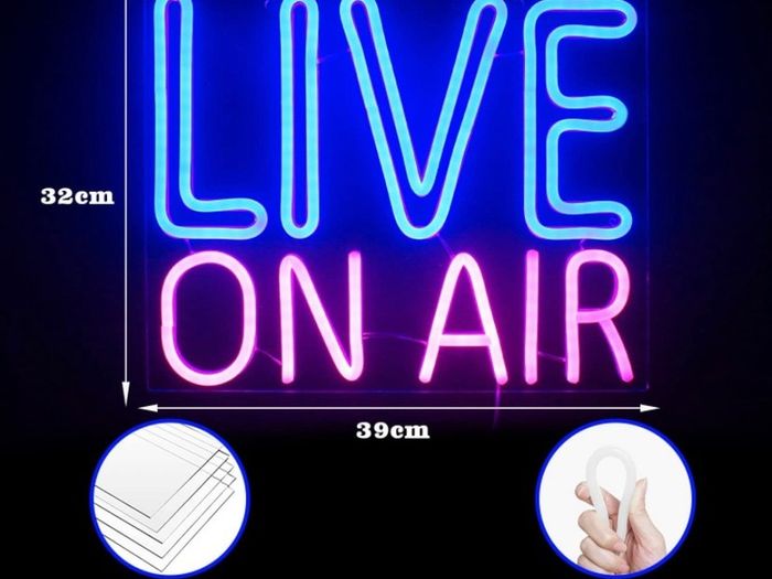 Live On Air Neon Sign Blue Pink Letters Led Neon Light On Air Sign Neon Word Sign Led Wall Art for Studio Bedroom Game Room Party Streaming Bar Club Decoration with USB Power (FREE POSTAGE)