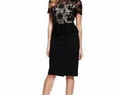 Embroidered lace black dress UK10-12