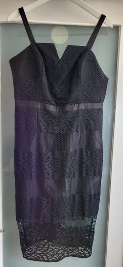 NEW LOOK black layered lace dress Sz 14UK - Bnwt Rrp 49.99