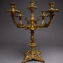 Exquisite Antique 5 Branch French Brass Candelabra
