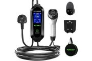 Ev Charger Cable Type 2 to 3 Pin UK Plug 5M, 3KW 13A with Adjustable Current, Includes UI Display Screen, Storage Bag &amp; Wall Mount