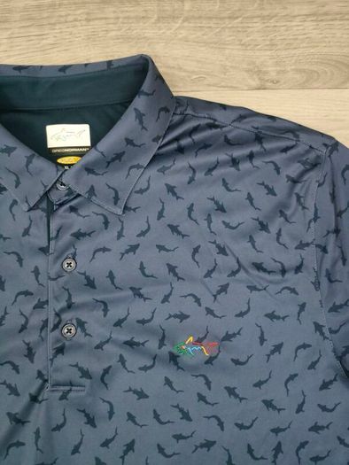 Greg Norman Shark Print Golf Polo Shirt Mens XL