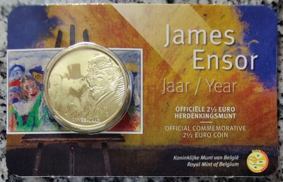 Belgium 2.5 Euro Base Metals Brilliant Uncirculated Coin 2024 - James Ensor Year - Belgian Coincard Catalog