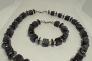 Gemstone necklace and bracelet sterling silver clasps matching set