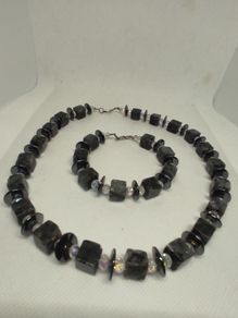 Gemstone necklace and bracelet sterling silver clasps matching set