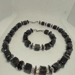 Gemstone necklace and bracelet sterling silver clasps matching set