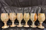 6 Hand Carved Natural Afghanistan Jade Goblet.