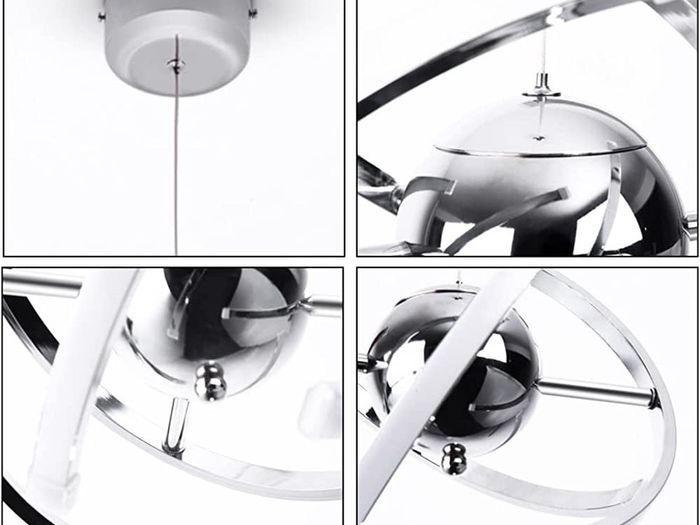 Modern Living Room LED Pendant Lights,Creative Adjustable Kitchen Light Fixture,26W Globe Chrome Ceiling Chandelier for Dining Room,Bedroom