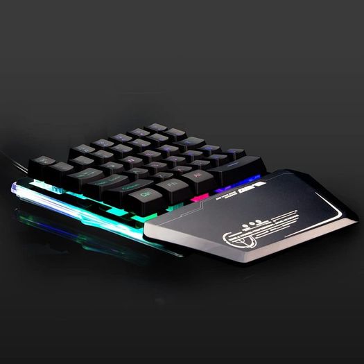 Gaming Keyboard RGB Backlit, 7KEYS 35 Keys Ergonomic Mini Keyboard with Wrist Rest, Half Keyboard for PC Gaming (Keypad)