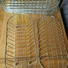 7x Stainless Steel Oval Wire Bread / Serving Baskets (35.5cm)