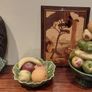 Vintage Mid Century Portuguese Ceramic Majolicaware Cabbage Leaf Bowl Complete with Five Pieces of Fruit by Bordallo Pinheiro, Circa 1950s - Kitschtastic!!! Image 2