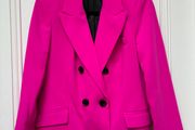 Hot pink double-breasted blazer: Size 8