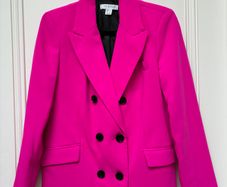 Hot pink double-breasted blazer: Size 8