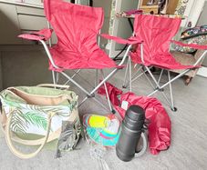 camping chairs and picnic ware.