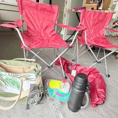 camping chairs and picnic ware.
